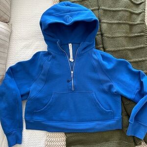 lululemon Scuba Half Zip Cropped Hoodie in Cerulean Blue, Size M/L